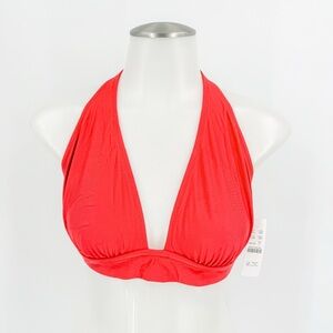 J. Crew Red Halter Bikini Top with Plunging V-Neck